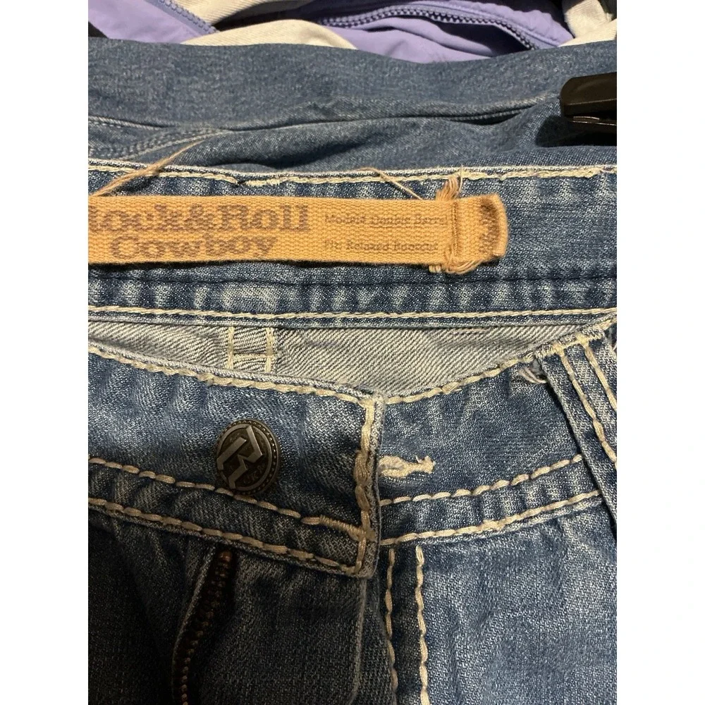 Rock & Roll Cowboy Jeans 36x32 Distressed Boot Cut MOD1612 Rodeo